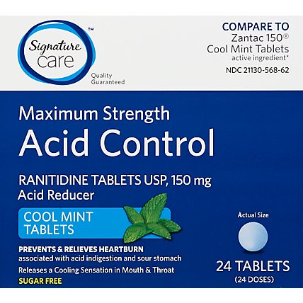 Signature Care Acid Reducer 150 Ranitidine 150mg Maximum Strength Cool Mint Tablet - 24 Count - Image 2