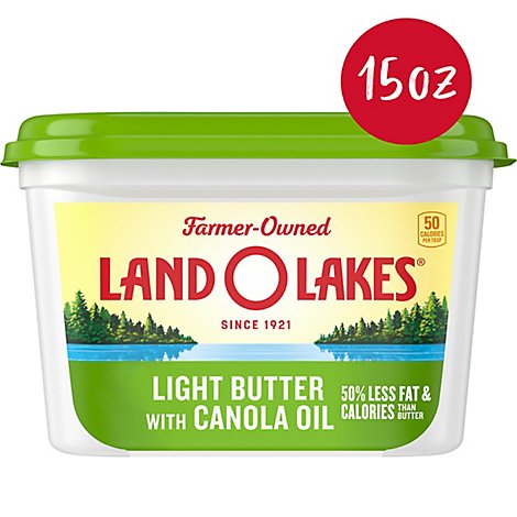 Land O Lakes Light Butter With Canola Oil Tub - 15 Oz
