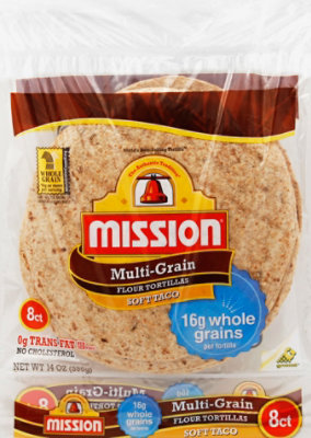 Mission Tortillas Flour Soft Taco Multi-Grain Bag 8 Count - 14 Oz - Image 2