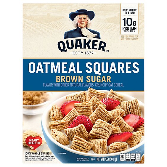 Quaker Cereal Oatmeal Squares With A Hint Of Brown Sugar - 14.5 Oz