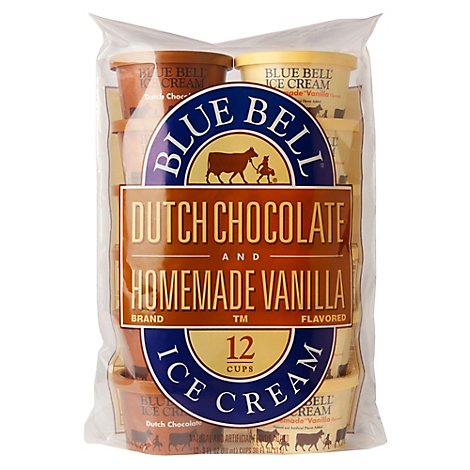 Blue Bell Homemade Vanilla & Dutch Chocolate Ice Cream Cups - 12-3 Fl. Oz.