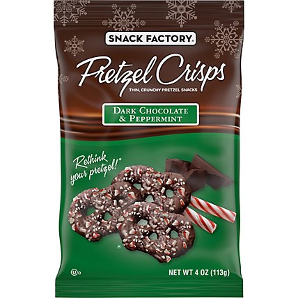Snack Factory Pretzel Crisps Pretzel Crackers Dark Chocolate & Peppermint - 4 Oz