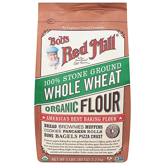 Bobs Red Mill Organic Flour Whole Wheat Stone Ground - 5 Lb