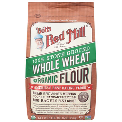 Bobs Red Mill Organic Flour Whole Wheat Stone Ground - 5 Lb - Tom Thumb