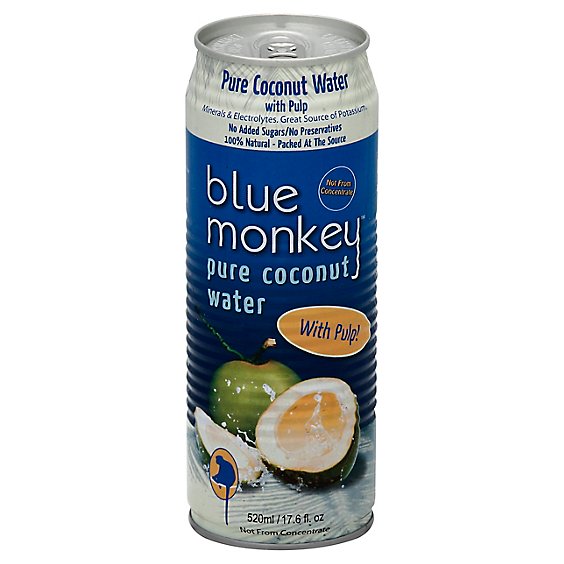 Blue Monkey Pure Coconut Water With Pulp - 17.6 Fl. Oz.
