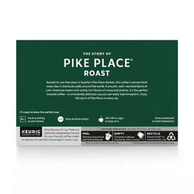 Starbucks Pike Place Roast 100% Arabica Medium Roast K Cup Coffee Pods Box 10 Count - Each - Image 7