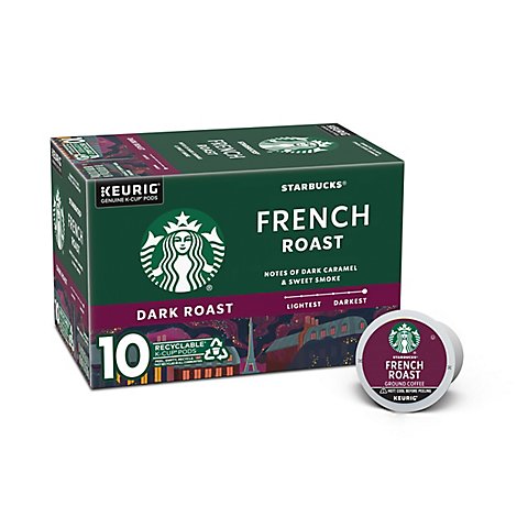 Starbucks French Roast 100% Arabica Dark Roast K Cup Coffee Pods Box 10 Count - Each