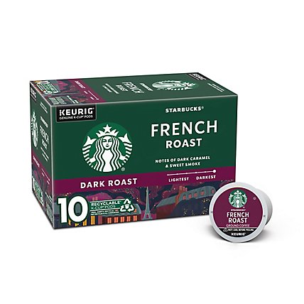 Starbucks French Roast 100% Arabica Dark Roast K Cup Coffee Pods Box 10 Count - Each - Image 1