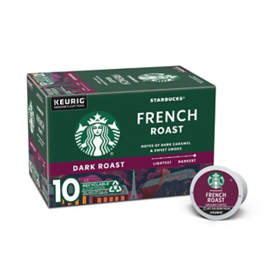 Starbucks Coffee K-Cup Pods Dark Roast French Roast Box - 10-0.42 Oz