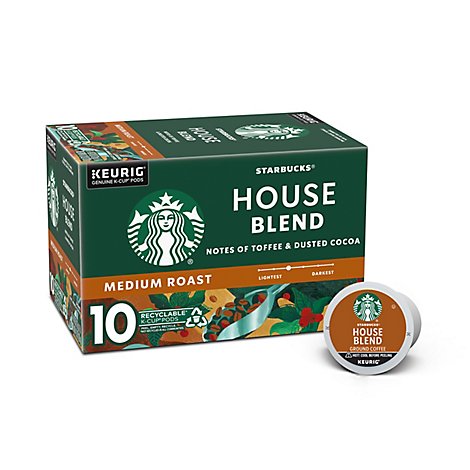 Starbucks House Blend 100% Arabica K Cup Medium Roast Coffee Pods Box 10 Count - Each