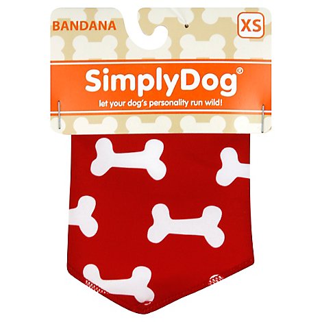 SimplyDog Pet Wear Bandana Red Bone Print XS Card - Each