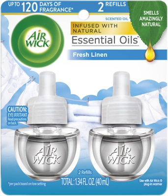 2 pk Airwick Essential Oils Cool Linen,white Lilac & 2 pk Vanilla