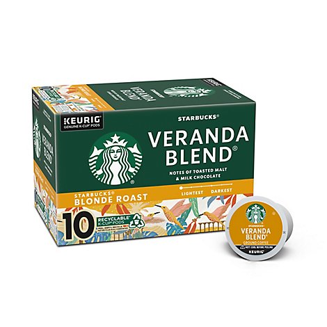 Starbucks Coffee K-Cup Pods Blonde Veranda Blend Box - 10-0.42 Oz