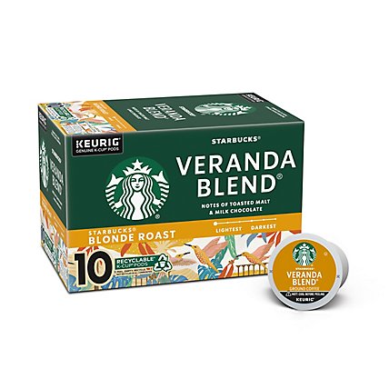 Starbucks Veranda Blend 100% Arabica Blonde Roast K Cup Coffee Pods Box 10 Count - Each - Image 1