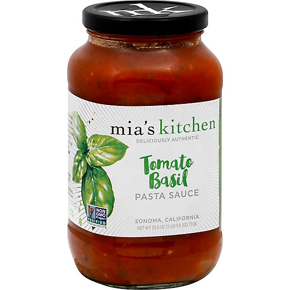 Mias Kitchen Pasta Sauce Tomato Basil Jar - 25.5 Oz