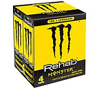 Monster Energy Rehab Lemonade +  Iced Tea Energy Drink - 4-15.5 Fl. Oz.