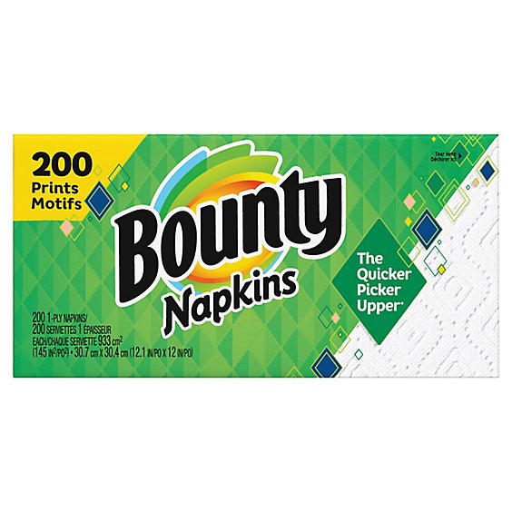 Bounty White and Print Paper Napkins - 200 Count