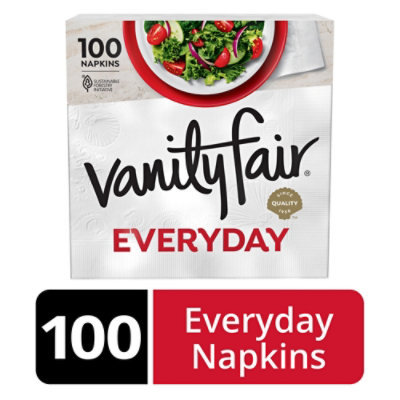 Vanity Fair Everyday Casual Disposable White Paper Napkins - 100 Count - Image 1