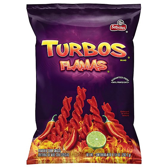 Sabritas Turbos Corn Snacks Flamas - 9.25 Oz