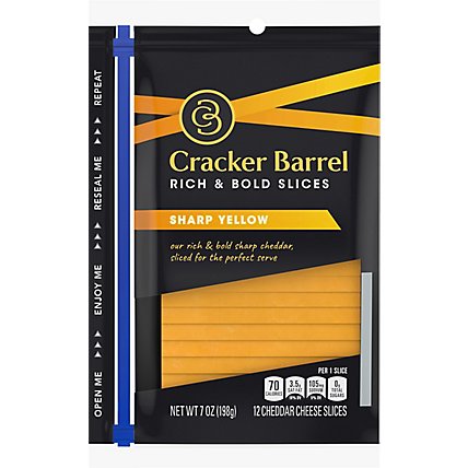 Cracker Barrel Cheese Slices Sharp Cheddar Cheese - 7 Oz - Image 2