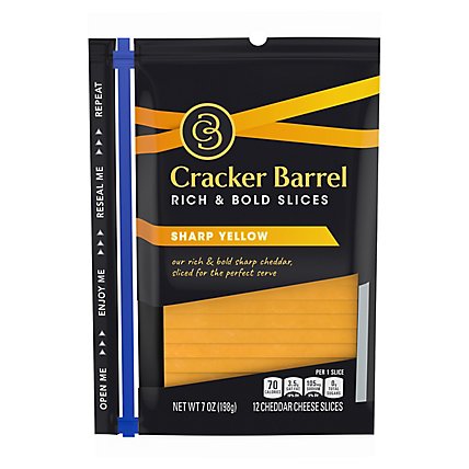 Cracker Barrel Cheese Slices Sharp Cheddar Cheese - 7 Oz - Image 1