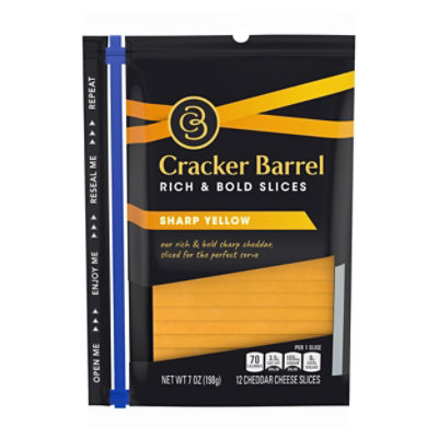 Cracker Barrel Cheese Slices Sharp Cheddar Cheese - 7 Oz