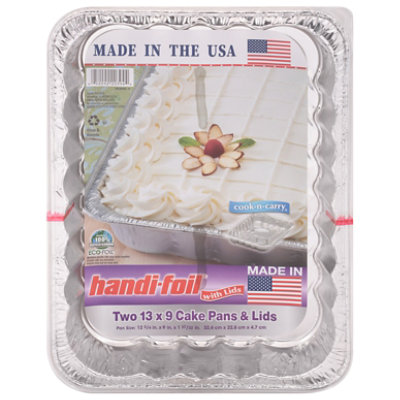 Handi-Foil Fun Colors 13x9 in Cake Pans with Red Lids