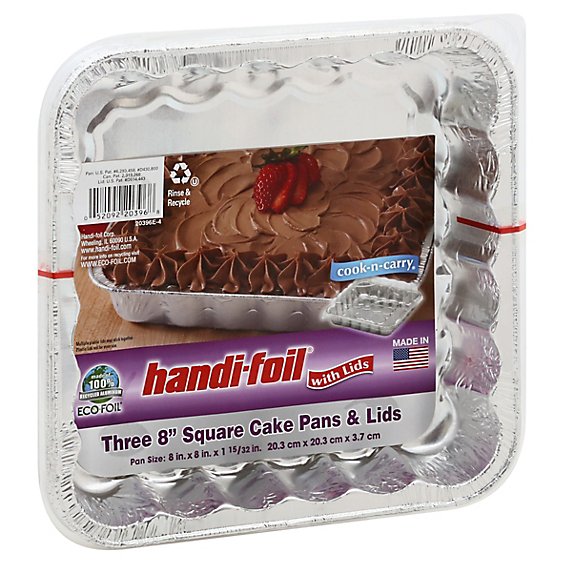 Handi-foil Pans & Lids Cake Square - 3 Count