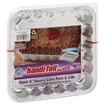 Handi-foil Pans & Lids Cake Square - 3 Count - Albertsons