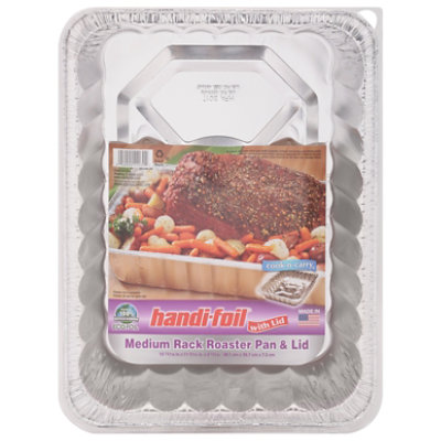 Handi-foil® Eco-Foil Oval Rack Roaster Pan with Handles - Silver
