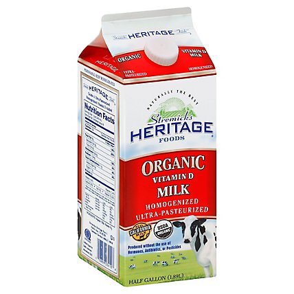 Stremicks Heritage Organic Whole Milk - Half Gallon - Image 1
