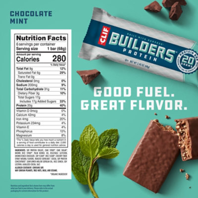 CLIF Builders Chocolate Mint Flavor Protein Bars - 6-2.4 Oz - Image 4