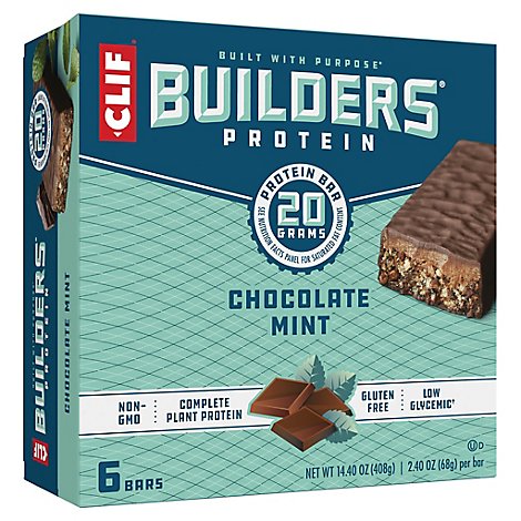 CLIF Builders Protein Bar Chocolate Mint - 6-2.4 Oz