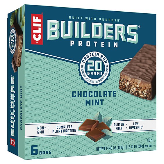 CLIF Builders Chocolate Mint Protein Bar - 6-2.4 Oz