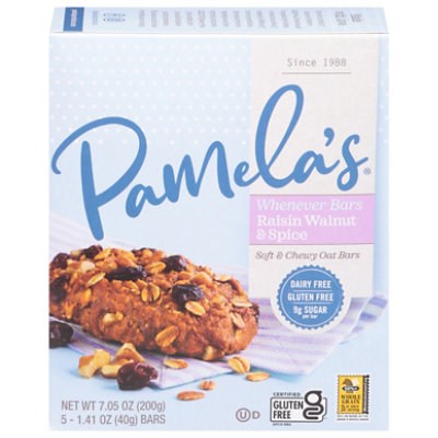 Pamelas Whenever Bars Oat Raisin Walnut - 7.05 Oz