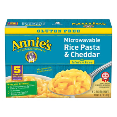 Annies Homegrown Mac & Cheese Microwavable Gluten Free with Real Aged Cheddar Box - 5-2.15 Oz