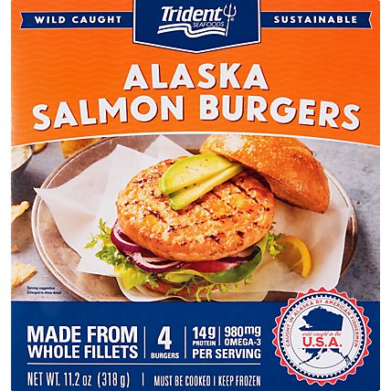 Trident Seafoods Salmon Burgers Alaskan 4 Count - 11.2 Oz - Image 2