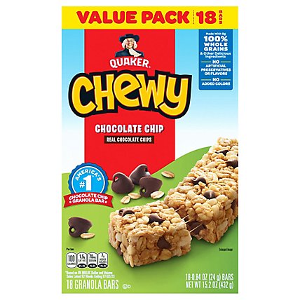 Quaker Chewy Granola Bars Chocolate Chip Value Pack - 18-0.84 Oz - Image 2