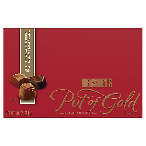 HERSHEYS Pot Of Gold Premium Collection Chocolates Milk & Dark Assorted Box - 10 Oz