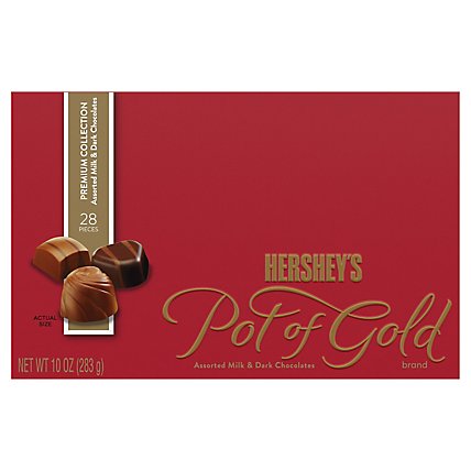 HERSHEYS Pot Of Gold Premium Collection Chocolates Milk & Dark Assorted Box - 10 Oz - Image 1