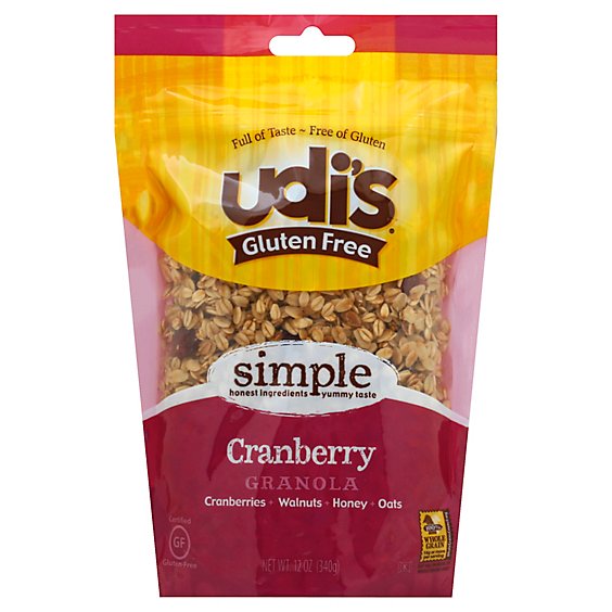 Udis Gluten Free Granola Simple Cranberry - 12 Oz