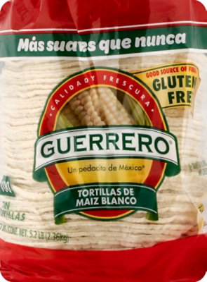 Guerrero Tortillas Corn White Maiz Blanco Gluten Free Bag 100 Count - 8.3 Oz