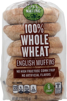 Open Nature English Muffins 100% Whole Wheat - 12 Oz - Image 2