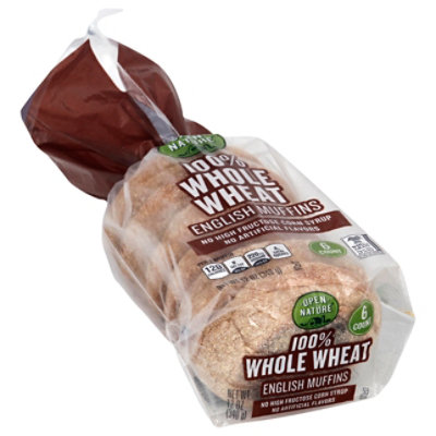 Open Nature English Muffins 100% Whole Wheat - 12 Oz