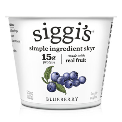 siggis Yogurt Icelandic Skyr Strained Non Fat Blueberry - 5.3 Oz