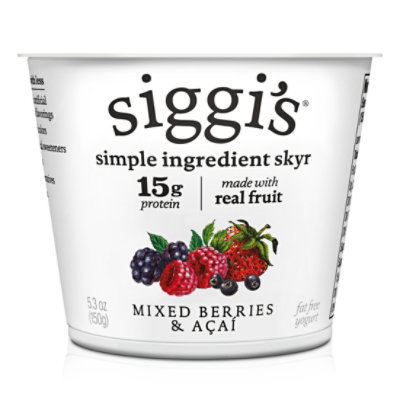 siggi's Mixed Berries And Acai Icelandic Skyr Nonfat Yogurt - 5.3 Oz