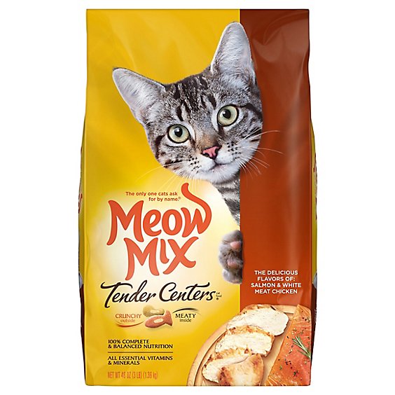 Meow Mix Tender Centers Cat Food Dry Salmon & White Meat Chicken - 3 LB