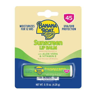 Banana Boat Aloe Vera Broad Spectrum SPF 45 Sunscreen Lip Balm - 0.15 Oz