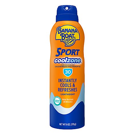 Banana Boat Sport Cool Zone Broad Spectrum SPF 30 Clear Sunscreen Spray - 6 Oz