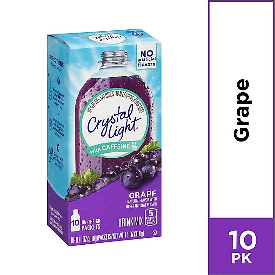 Crystal Light Grape Naturally Flavored Powdered Drink Mix with Caffeine Packets - 10 Count